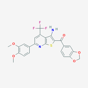 molecular formula C24H17F3N2O5S B460263 [3-Amino-6-(3,4-dimethoxyphenyl)-4-(trifluoromethyl)thieno[2,3-b]pyridin-2-yl]-(1,3-benzodioxol-5-yl)methanone CAS No. 625369-53-1