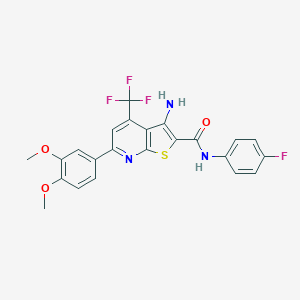 3-amino-6-(3,4-dimethoxyphenyl)-N-(4-fluorophenyl)-4-(trifluoromethyl)thieno[2,3-b]pyridine-2-carboxamide
