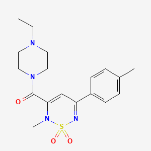 molecular formula C18H24N4O3S B4602649 3-[(4-ethyl-1-piperazinyl)carbonyl]-2-methyl-5-(4-methylphenyl)-2H-1,2,6-thiadiazine 1,1-dioxide 