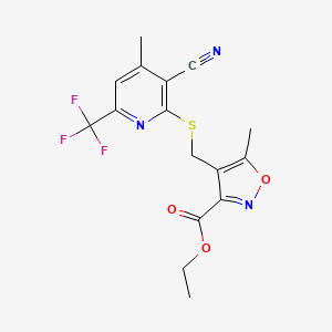 ETHYL 4-({[3-CYANO-4-METHYL-6-(TRIFLUOROMETHYL)-2-PYRIDYL]SULFANYL}METHYL)-5-METHYL-3-ISOXAZOLECARBOXYLATE