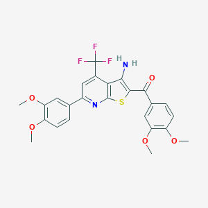 molecular formula C25H21F3N2O5S B460266 [3-Amino-6-(3,4-dimethoxyphenyl)-4-(trifluoromethyl)thieno[2,3-b]pyridin-2-yl]-(3,4-dimethoxyphenyl)methanone CAS No. 489400-81-9
