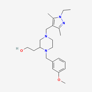 2-[4-[(1-ethyl-3,5-dimethyl-1H-pyrazol-4-yl)methyl]-1-(3-methoxybenzyl)-2-piperazinyl]ethanol