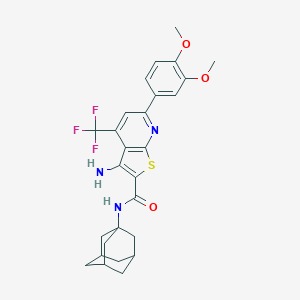 molecular formula C27H28F3N3O3S B460267 N-(1-adamantyl)-3-amino-6-(3,4-dimethoxyphenyl)-4-(trifluoromethyl)thieno[2,3-b]pyridine-2-carboxamide CAS No. 625369-55-3