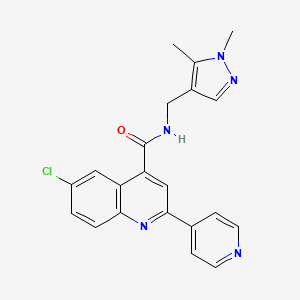 6-chloro-N-[(1,5-dimethyl-1H-pyrazol-4-yl)methyl]-2-(pyridin-4-yl)quinoline-4-carboxamide