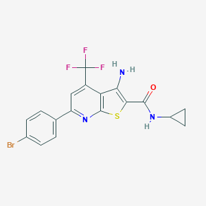 molecular formula C18H13BrF3N3OS B460271 3-amino-6-(4-bromophenyl)-N-cyclopropyl-4-(trifluoromethyl)thieno[2,3-b]pyridine-2-carboxamide CAS No. 625369-65-5