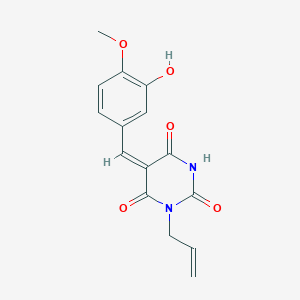 molecular formula C15H14N2O5 B4602726 (5E)-5-[(3-hydroxy-4-methoxyphenyl)methylidene]-1-prop-2-enyl-1,3-diazinane-2,4,6-trione 