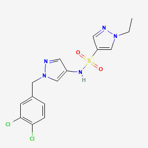 molecular formula C15H15Cl2N5O2S B4602753 N~4~-[1-(3,4-DICHLOROBENZYL)-1H-PYRAZOL-4-YL]-1-ETHYL-1H-PYRAZOLE-4-SULFONAMIDE 