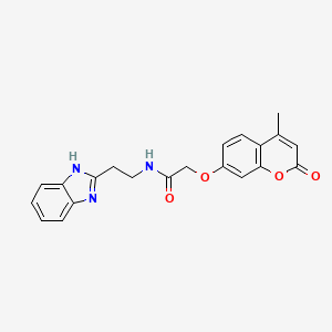 molecular formula C21H19N3O4 B4602761 N-[2-(1H-benzimidazol-2-yl)ethyl]-2-[(4-methyl-2-oxo-2H-chromen-7-yl)oxy]acetamide 