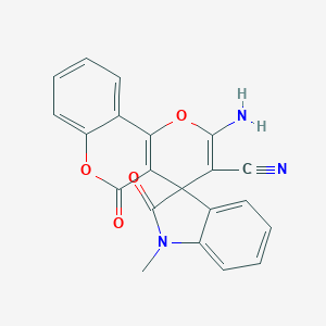 molecular formula C21H13N3O4 B460277 2'-Amino-1-methyl-2,5'-dioxospiro[indole-3,4'-pyrano[3,2-c]chromene]-3'-carbonitrile CAS No. 487020-85-9