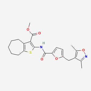 METHYL 2-[({5-[(3,5-DIMETHYL-4-ISOXAZOLYL)METHYL]-2-FURYL}CARBONYL)AMINO]-5,6,7,8-TETRAHYDRO-4H-CYCLOHEPTA[B]THIOPHENE-3-CARBOXYLATE