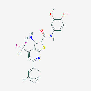 molecular formula C27H28F3N3O3S B460278 6-(1-adamantyl)-3-amino-N-(3,4-dimethoxyphenyl)-4-(trifluoromethyl)thieno[2,3-b]pyridine-2-carboxamide CAS No. 488119-86-4