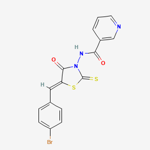 molecular formula C16H10BrN3O2S2 B4602786 N-[5-(4-Bromo-benzylidene)-4-oxo-2-thioxo-thiazolidin-3-yl]-nicotinamide 