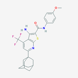 molecular formula C26H26F3N3O2S B460279 6-(1-adamantyl)-3-amino-N-(4-methoxyphenyl)-4-(trifluoromethyl)thieno[2,3-b]pyridine-2-carboxamide CAS No. 489423-50-9