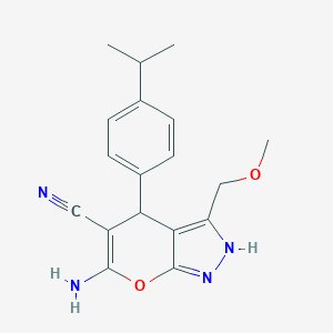 molecular formula C18H20N4O2 B460280 6-Amino-4-(4-isopropyl-phenyl)-3-methoxymethyl-1,4-dihydro-pyrano[2,3-c]pyrazole 