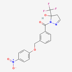 [5-hydroxy-5-(trifluoromethyl)-4,5-dihydro-1H-pyrazol-1-yl]{3-[(4-nitrophenoxy)methyl]phenyl}methanone