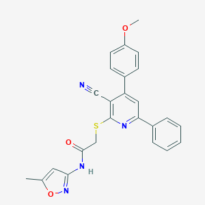 molecular formula C25H20N4O3S B460281 2-{[3-cyano-4-(4-methoxyphenyl)-6-phenyl-2-pyridinyl]sulfanyl}-N-(5-methyl-3-isoxazolyl)acetamide CAS No. 327067-28-7