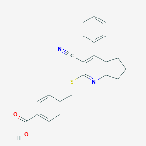 molecular formula C23H18N2O2S B460287 4-{[(3-cyano-4-phenyl-6,7-dihydro-5H-cyclopenta[b]pyridin-2-yl)sulfanyl]methyl}benzoic acid CAS No. 354556-38-0