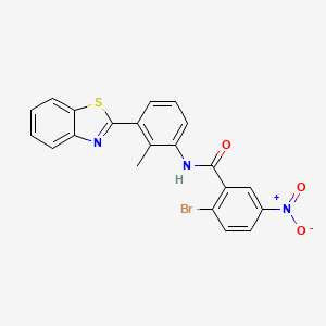 molecular formula C21H14BrN3O3S B4602908 N-[3-(1,3-benzothiazol-2-yl)-2-methylphenyl]-2-bromo-5-nitrobenzamide 