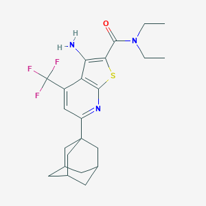 molecular formula C23H28F3N3OS B460291 6-(1-adamantyl)-3-amino-N,N-diethyl-4-(trifluoromethyl)thieno[2,3-b]pyridine-2-carboxamide CAS No. 489405-41-6