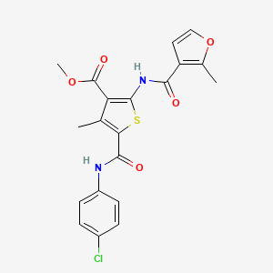 molecular formula C20H17ClN2O5S B4602930 METHYL 5-[(4-CHLOROPHENYL)CARBAMOYL]-4-METHYL-2-(2-METHYLFURAN-3-AMIDO)THIOPHENE-3-CARBOXYLATE 