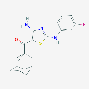 molecular formula C20H22FN3OS B460294 1-Adamantyl[4-amino-2-(3-fluoroanilino)-1,3-thiazol-5-yl]methanone CAS No. 445384-02-1