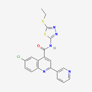 molecular formula C19H14ClN5OS2 B4603100 6-CHLORO-N-[5-(ETHYLSULFANYL)-1,3,4-THIADIAZOL-2-YL]-2-(3-PYRIDINYL)-4-QUINOLINECARBOXAMIDE 