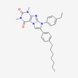 8-(4-ETHYLPHENYL)-7-(4-HEPTYLPHENYL)-1,3-DIMETHYL-1H,2H,3H,4H,8H-IMIDAZO[1,2-G]PURINE-2,4-DIONE