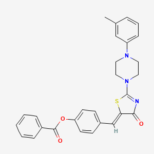 4-{[2-[4-(3-methylphenyl)-1-piperazinyl]-4-oxo-1,3-thiazol-5(4H)-ylidene]methyl}phenyl benzoate