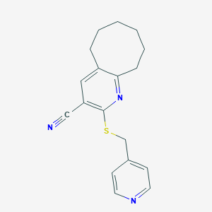 molecular formula C18H19N3S B460315 2-[(4-Pyridinylmethyl)sulfanyl]-5,6,7,8,9,10-hexahydrocycloocta[b]pyridine-3-carbonitrile 