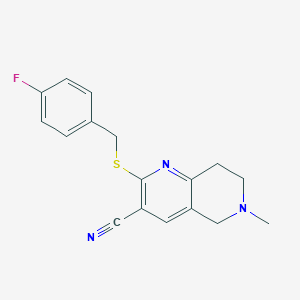 molecular formula C17H16FN3S B460318 2-[(4-Fluorobenzyl)sulfanyl]-6-methyl-5,6,7,8-tetrahydro[1,6]naphthyridine-3-carbonitrile 