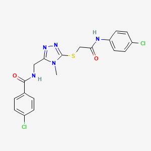 molecular formula C19H17Cl2N5O2S B4603183 4-chloro-N-{[5-({2-[(4-chlorophenyl)amino]-2-oxoethyl}sulfanyl)-4-methyl-4H-1,2,4-triazol-3-yl]methyl}benzamide 