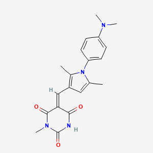 (5E)-5-({1-[4-(DIMETHYLAMINO)PHENYL]-2,5-DIMETHYL-1H-PYRROL-3-YL}METHYLIDENE)-1-METHYL-1,3-DIAZINANE-2,4,6-TRIONE