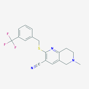 molecular formula C18H16F3N3S B460319 6-Methyl-2-{[3-(trifluoromethyl)benzyl]sulfanyl}-5,6,7,8-tetrahydro[1,6]naphthyridine-3-carbonitrile CAS No. 354556-50-6