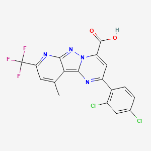 4-(2,4-dichlorophenyl)-13-methyl-11-(trifluoromethyl)-3,7,8,10-tetrazatricyclo[7.4.0.02,7]trideca-1,3,5,8,10,12-hexaene-6-carboxylic acid