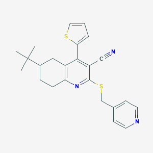 molecular formula C24H25N3S2 B460320 6-Tert-butyl-2-(pyridin-4-ylmethylsulfanyl)-4-thiophen-2-yl-5,6,7,8-tetrahydroquinoline-3-carbonitrile CAS No. 354556-51-7
