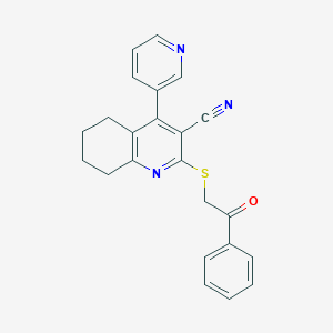 molecular formula C23H19N3OS B460322 2-((2-Oxo-2-phenylethyl)thio)-4-(pyridin-3-yl)-5,6,7,8-tetrahydroquinoline-3-carbonitrile CAS No. 327082-70-2