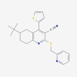 molecular formula C24H25N3S2 B460323 6-Tert-butyl-2-(pyridin-2-ylmethylsulfanyl)-4-thiophen-2-yl-5,6,7,8-tetrahydroquinoline-3-carbonitrile CAS No. 327068-44-0