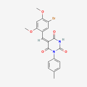 (5E)-5-(5-bromo-2,4-dimethoxybenzylidene)-1-(4-methylphenyl)pyrimidine-2,4,6(1H,3H,5H)-trione