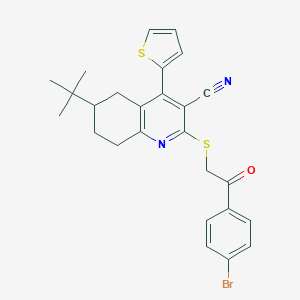 molecular formula C26H25BrN2OS2 B460324 2-[2-(4-Bromophenyl)-2-oxoethyl]sulfanyl-6-tert-butyl-4-thiophen-2-yl-5,6,7,8-tetrahydroquinoline-3-carbonitrile CAS No. 327068-48-4