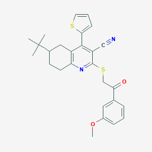 molecular formula C27H28N2O2S2 B460327 6-Tert-butyl-2-[2-(3-methoxyphenyl)-2-oxoethyl]sulfanyl-4-thiophen-2-yl-5,6,7,8-tetrahydroquinoline-3-carbonitrile CAS No. 354556-52-8