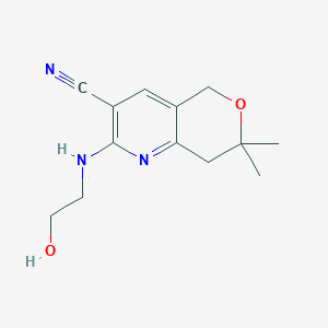 2-[(2-HYDROXYETHYL)AMINO]-7,7-DIMETHYL-5H,7H,8H-PYRANO[4,3-B]PYRIDINE-3-CARBONITRILE