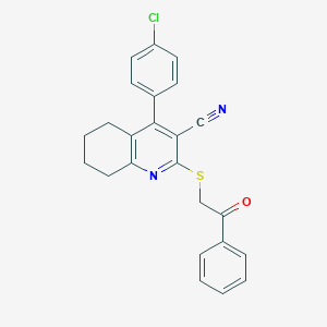 molecular formula C24H19ClN2OS B460330 4-(4-Chlorophenyl)-2-[(2-oxo-2-phenylethyl)sulfanyl]-5,6,7,8-tetrahydro-3-quinolinecarbonitrile CAS No. 94833-56-4
