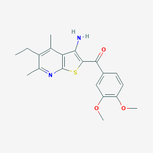 molecular formula C20H22N2O3S B460331 (3-Amino-5-ethyl-4,6-dimethylthieno[2,3-b]pyridin-2-yl)(3,4-dimethoxyphenyl)methanone 