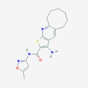 molecular formula C18H20N4O2S B460333 3-amino-N-(5-methyl-3-isoxazolyl)-5,6,7,8,9,10-hexahydrocycloocta[b]thieno[3,2-e]pyridine-2-carboxamide 