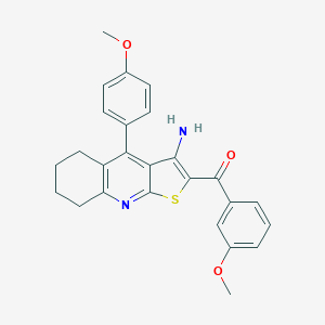 molecular formula C26H24N2O3S B460336 [3-Amino-4-(4-methoxyphenyl)-5,6,7,8-tetrahydrothieno[2,3-b]quinolin-2-yl](3-methoxyphenyl)methanone 