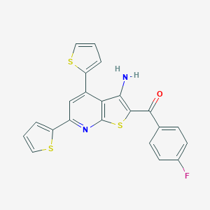 molecular formula C22H13FN2OS3 B460337 [3-Amino-4,6-di(2-thienyl)thieno[2,3-b]pyridin-2-yl](4-fluorophenyl)methanone CAS No. 354556-62-0