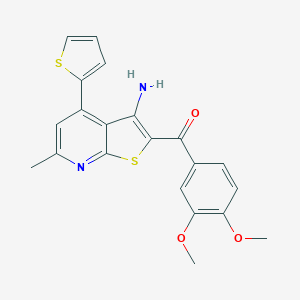 molecular formula C21H18N2O3S2 B460338 (3-Amino-6-methyl-4-thiophen-2-ylthieno[2,3-b]pyridin-2-yl)-(3,4-dimethoxyphenyl)methanone CAS No. 327067-20-9