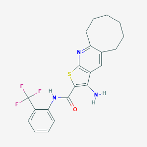 molecular formula C21H20F3N3OS B460340 3-amino-N-[2-(trifluoromethyl)phenyl]-5,6,7,8,9,10-hexahydrocycloocta[b]thieno[3,2-e]pyridine-2-carboxamide CAS No. 445384-39-4