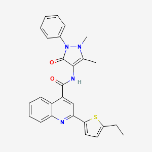 molecular formula C27H24N4O2S B4603403 N-(1,5-dimethyl-3-oxo-2-phenyl-2,3-dihydro-1H-pyrazol-4-yl)-2-(5-ethyl-2-thienyl)-4-quinolinecarboxamide 