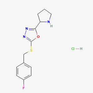 molecular formula C13H15ClFN3OS B4603410 2-{[(4-fluorophenyl)methyl]sulfanyl}-5-[(2S)-pyrrolidin-2-yl]-1,3,4-oxadiazole hydrochloride 